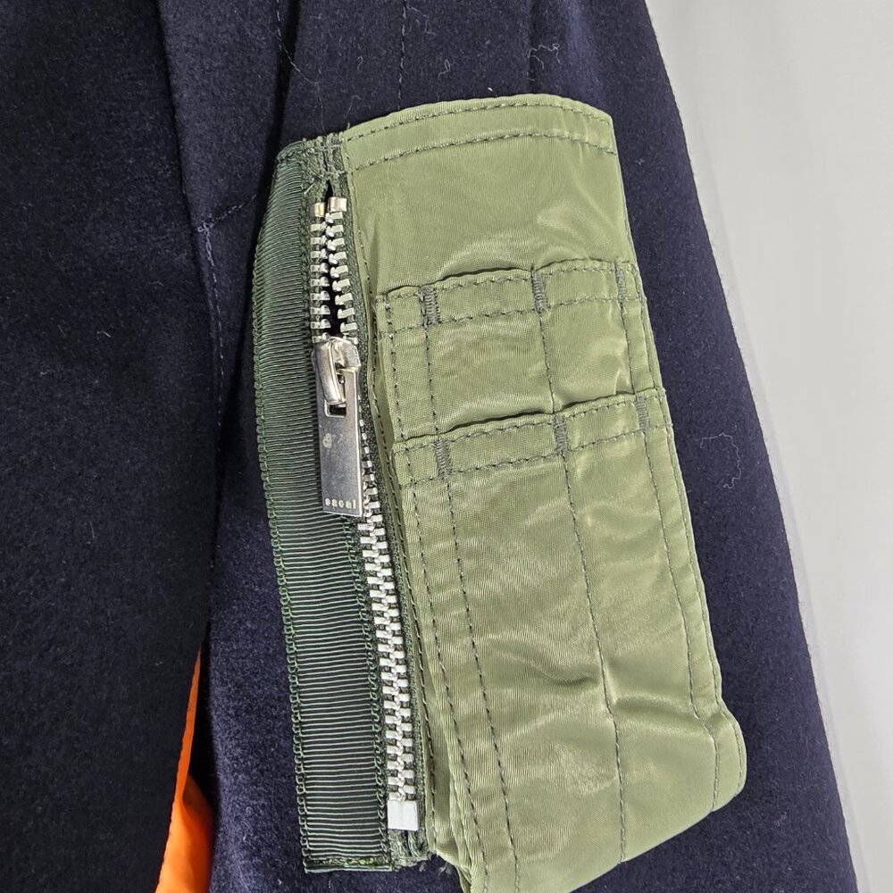 Sacai Wool Melton Mix Jacket 'Navy' SIZE L - Picture 5 of 12